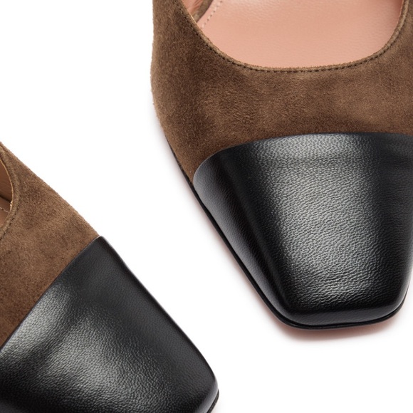 Aquazzura French Flirt Pump 35mm Espresso Suede Black Leather Cap Toe - Picture 4 of 16